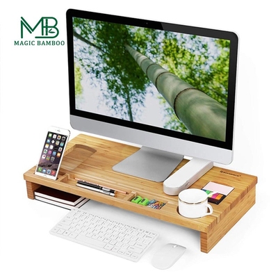 Organizador de soporte de computadora portátil de bambú certificado CE/UE Ideal para escritorio informático en el hogar y la oficina