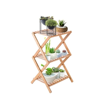 Ahorro de espacio de 3 niveles de florero de bambú estante de estante de plantación Display Organizer 34x34x97cm