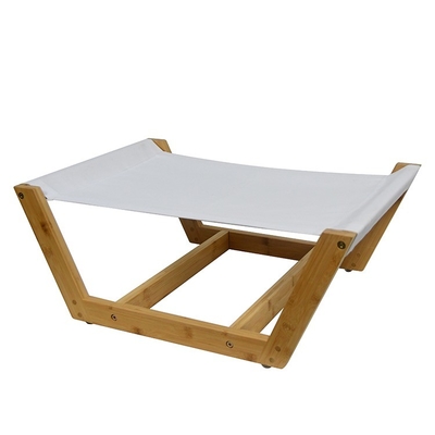 OEM Camas de bambú para mascotas Camas largas de piel falsa para perros Marco de cama de madera