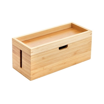 Caja de almacenamiento de bambú con tapa para almacenar cables 1-2KG 31.8x12.2x10cm