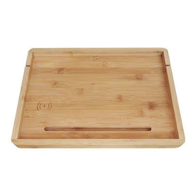 Estante de bambú sostenible junto a la cama con porta tabletas para teléfonos móviles 38x26x2.5cm