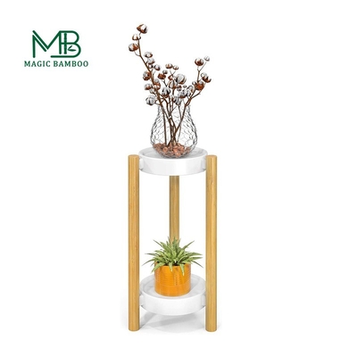 2 Término Alto Esquina de Bambú Plantas Portador de Floreros de Madera de Interior