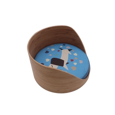 Colchón inquebrantable cama de perro calmante de bambú redonda 28x28x15cm