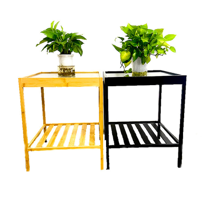 Acero de vidrio de bambú Rattan mesa de noche de cama ODM