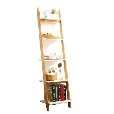 5 escaleras inclinadas de piso Estante de pared para bambú Sala de estar Baño Decoración de la cocina