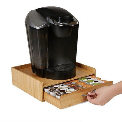 Cajas de almacenamiento de cápsulas de café de bambú sostenibles con cajón