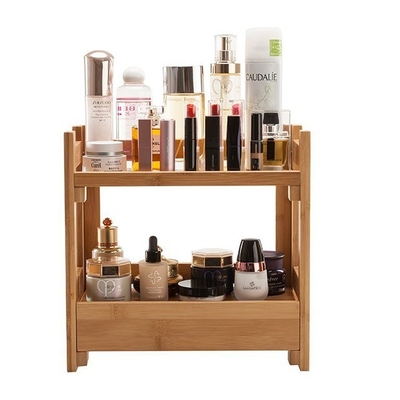 Estante de soporte de bambú sólido de 2 niveles para cocina y baño Estante de almacenamiento de cosméticos