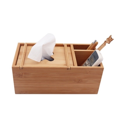 Caja de almacenamiento de bambú de diseño especial para organizador de tejidos
