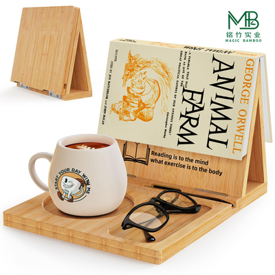 Estante de libros triangular de color bambú Estante plegable con soporte para gafas para el estudio familiar