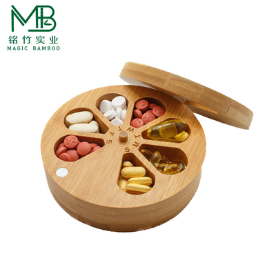 Almacenamiento portátil de medicamentos de bambú para viajes
