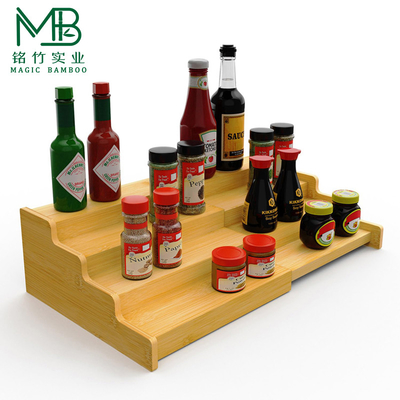 Cuatro capas de bambú condimento expandible cubierta de almacenamiento de la caja de estantería para el almacenamiento de la cocina del hogar