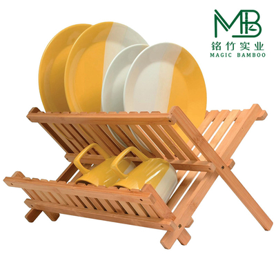 Estante plegable de 2 capas para almacenamiento de platos para encimeras de cocina