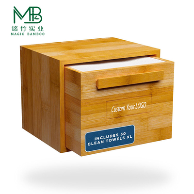 Cajas de almacenamiento de toallas de bambú multifuncionales al por mayor con tapas para baños