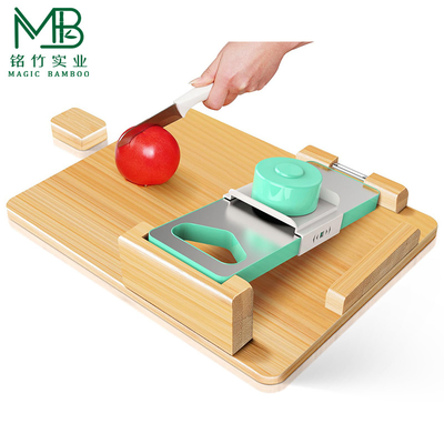 Tabla de corte de bambú con una sola mano y soporte para alimentos